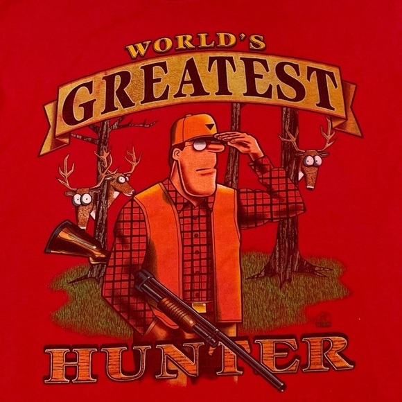 Vintage 90s World's Greatest Hunter Funny Humor 1990s Graphic Tee Top Shirt - Picture 7 of 8